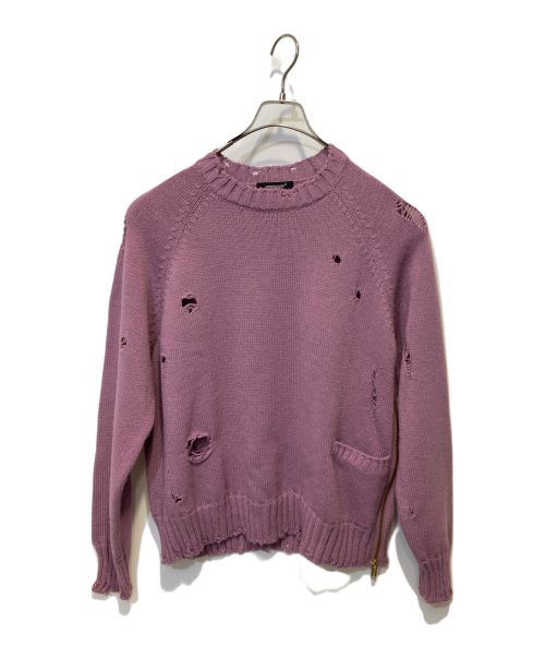 UNDERCOVER（アンダーカバー）UNDERCOVER (アンダーカバー) 脇ジップ ボロニット ピンク サイズ:2の古着・服飾アイテム