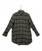 UNDERCOVERアンダーカバー）の古着「ネルチェックBDロングシャツ」｜グレー×ブラウン