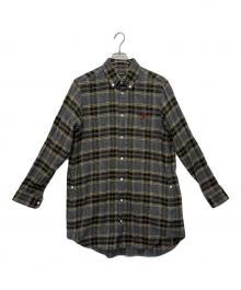 UNDERCOVER（アンダーカバー）の古着「ネルチェックBDロングシャツ」｜グレー×ブラウン