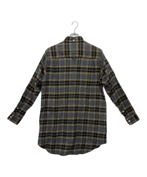 UNDERCOVER（アンダーカバー）UNDERCOVER (アンダーカバー) ネルチェックBDロングシャツ グレー×ブラウン サイズ:1の古着・服飾アイテム