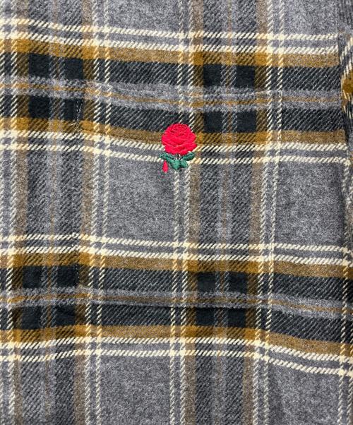 UNDERCOVER（アンダーカバー）UNDERCOVER (アンダーカバー) ネルチェックBDロングシャツ グレー×ブラウン サイズ:1の古着・服飾アイテム