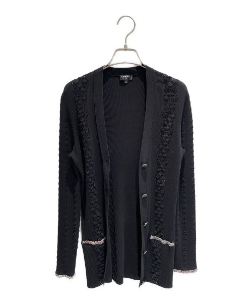 CHANEL（シャネル）CHANEL (シャネル) ロゴボタンアンサンブルカーディガン ブラック サイズ:40の古着・服飾アイテム