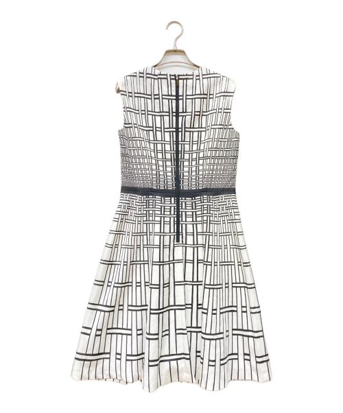 Viaggio Blu（ビアッジョブルー）Viaggio Blu (ビアッジョブルー) チェックプリントフレアワンピース ホワイト サイズ:2の古着・服飾アイテム