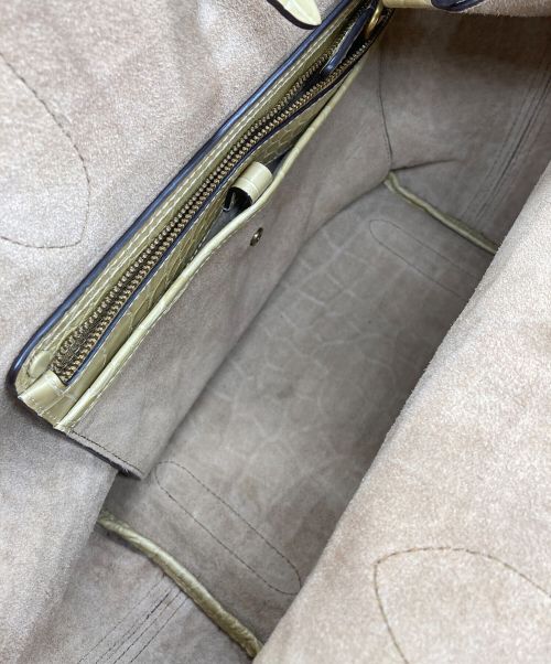 POLO RALPH LAUREN（ポロ・ラルフローレン）POLO RALPH LAUREN (ポロ・ラルフローレン) レザー型押しトートバッグ ベージュの古着・服飾アイテム