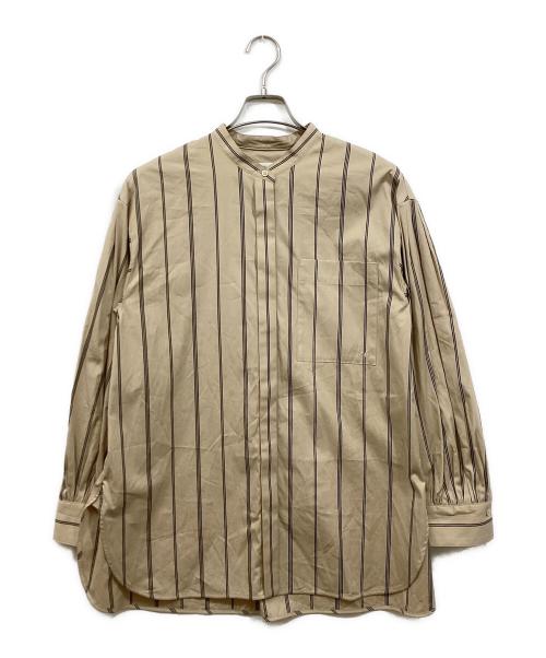 ebure（エブール）ebure (エブール) コットンストライプ バンドカラーシャツ ベージュ サイズ:38の古着・服飾アイテム