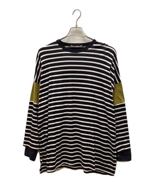 ENFOLD（エンフォルド）ENFOLD (エンフォルド) SHIRT LAYERED BORDER PULLOVER/シャツレイヤードボーダープルオーバー ブラック サイズ:38の古着・服飾アイテム