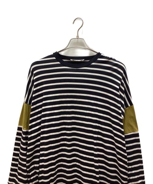 ENFOLD（エンフォルド）ENFOLD (エンフォルド) SHIRT LAYERED BORDER PULLOVER/シャツレイヤードボーダープルオーバー ブラック サイズ:38の古着・服飾アイテム