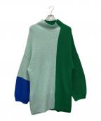 ENFOLDエンフォルド）の古着「リブカラーブロックPULLOVER」｜グリーン