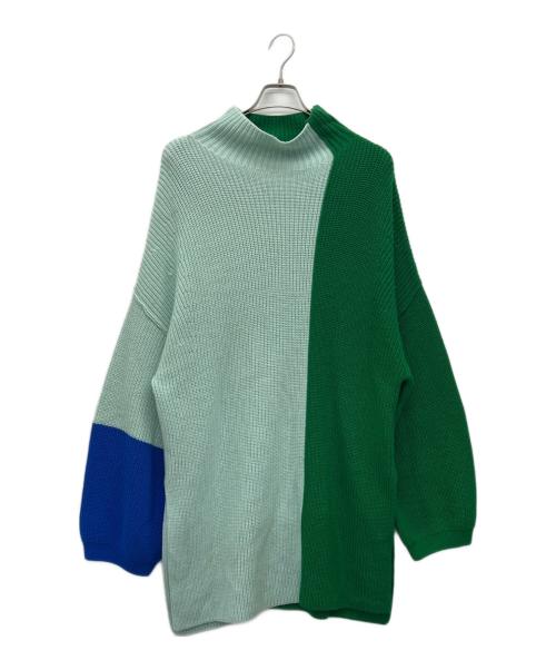 ENFOLD（エンフォルド）ENFOLD (エンフォルド) リブカラーブロックPULLOVER グリーン サイズ:38の古着・服飾アイテム
