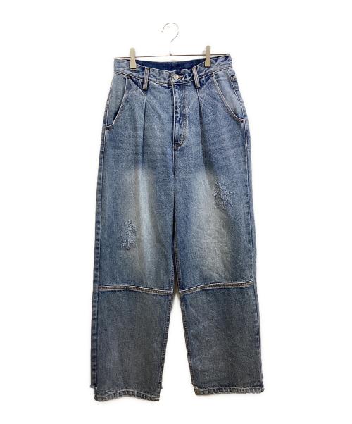 YENN（イエン）YENN (イエン) HIGH RISE TUCK WIDE PANTS インディゴ サイズ:40の古着・服飾アイテム