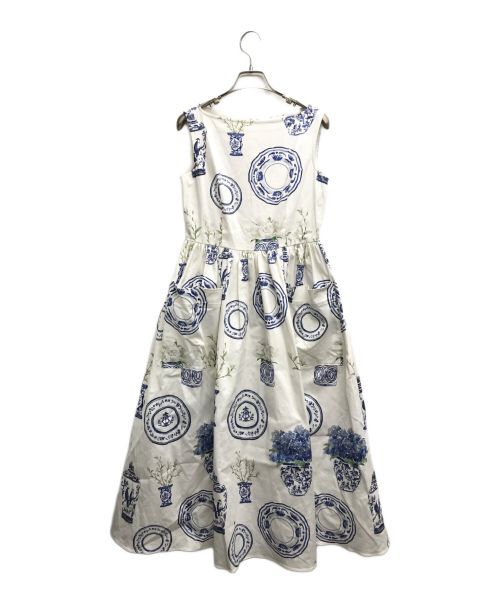 SEVEN TEN by MIHO KAWAHITO（セブン テン バイ ミホ カワヒト）SEVEN TEN by MIHO KAWAHITO (セブン テン バイ ミホ カワヒト) ブルーアンドホワイトプリントドレス ブルー×ホワイト サイズ:Mの古着・服飾アイテム