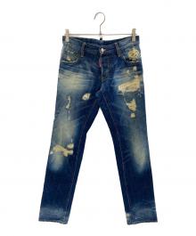 DSQUARED2（ディースクエアード）の古着「ハードクラッシュダメージデニムパンツ」｜インディゴ