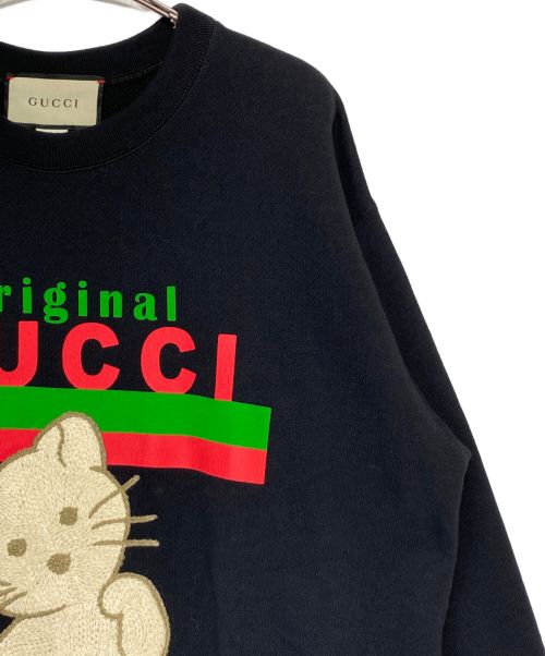 GUCCI（グッチ）GUCCI (グッチ) キャット刺繍クルーネックスウェット ブラック サイズ:Sの古着・服飾アイテム