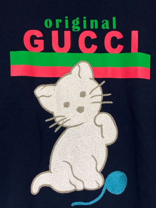GUCCI（グッチ）GUCCI (グッチ) キャット刺繍クルーネックスウェット ブラック サイズ:Sの古着・服飾アイテム