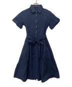 BROOKS BROTHERSブルックスブラザーズ）の古着「コットンシアサッカーショートスリーブシャツドレス」｜ネイビー