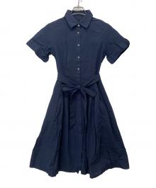 BROOKS BROTHERS（ブルックスブラザーズ）の古着「コットンシアサッカーショートスリーブシャツドレス」｜ネイビー