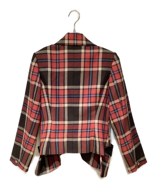 Vivienne Westwood RED LABEL（ヴィヴィアンウエストウッドレッドレーベル）Vivienne Westwood RED LABEL (ヴィヴィアンウエストウッドレッドレーベル) Tartan Check Love Jacket Setup（タータンチェックラブジャケットセットアップ） レッド サイズ:3の古着・服飾アイテム