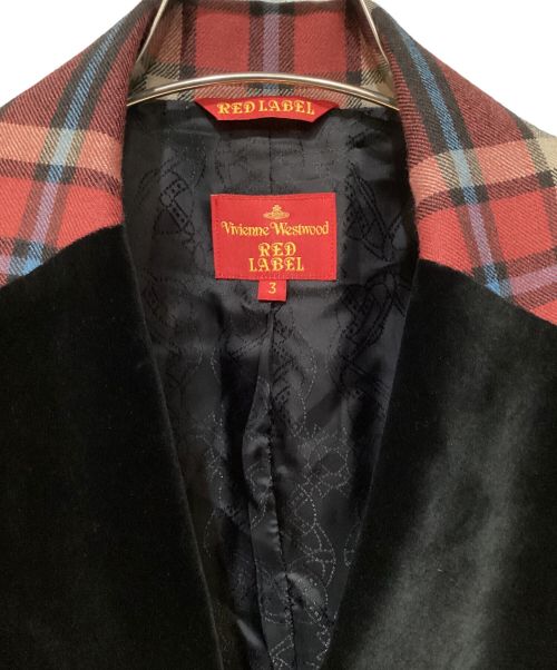 Vivienne Westwood RED LABEL（ヴィヴィアンウエストウッドレッドレーベル）Vivienne Westwood RED LABEL (ヴィヴィアンウエストウッドレッドレーベル) Tartan Check Love Jacket Setup（タータンチェックラブジャケットセットアップ） レッド サイズ:3の古着・服飾アイテム