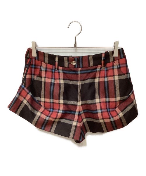 Vivienne Westwood RED LABEL（ヴィヴィアンウエストウッドレッドレーベル）Vivienne Westwood RED LABEL (ヴィヴィアンウエストウッドレッドレーベル) Tartan Check Love Jacket Setup（タータンチェックラブジャケットセットアップ） レッド サイズ:3の古着・服飾アイテム