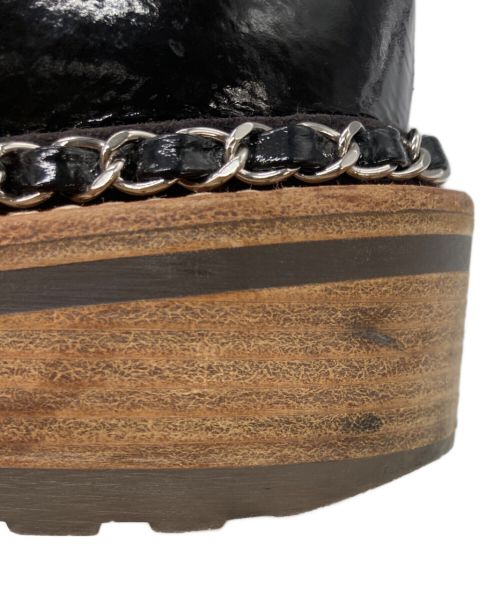 CHANEL（シャネル）CHANEL (シャネル) レースアップチェーンブーツ ブラック サイズ:37の古着・服飾アイテム