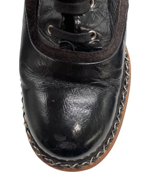 CHANEL（シャネル）CHANEL (シャネル) レースアップチェーンブーツ ブラック サイズ:37の古着・服飾アイテム