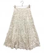 NOLLEY'Sノーリーズ）の古着「ウォッシャブルカットジャガードフレアスカート」｜ホワイト