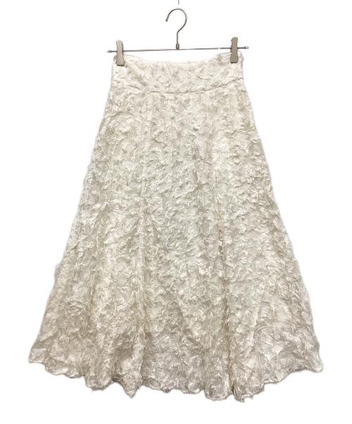 NOLLEY'S（ノーリーズ）NOLLEY'S (ノーリース) ウォッシャブルカットジャガードフレアスカート ホワイト サイズ:36の古着・服飾アイテム