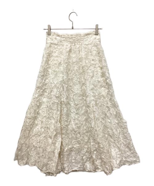 NOLLEY'S（ノーリーズ）NOLLEY'S (ノーリース) ウォッシャブルカットジャガードフレアスカート ホワイト サイズ:36の古着・服飾アイテム