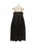 Mila Owenミラオーウェン）の古着「タンクレイヤードボリュームキャミワンピース」｜ホワイト×ブラック