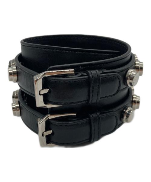 Saint Laurent Paris（サンローランパリ）Saint Laurent Paris (サンローランパリ) 2連 スタッズ レザー ブレスレット ブラックの古着・服飾アイテム