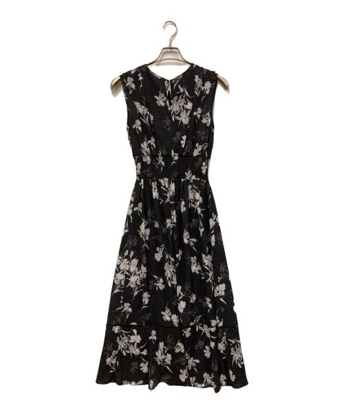 FRAY ID（フレイ アイディー）FRAY ID (フレイ アイディー) ウエストシャーリングフラワープリントワンピース ブラック サイズ:SIZE 1の古着・服飾アイテム