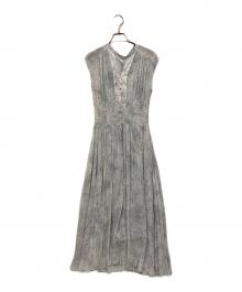 FRAY ID（フレイ アイディー）の古着「ラインアートシフォンワンピース」｜グレー