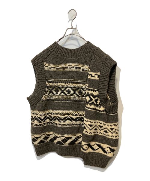 JANE SMITH（ジェーンスミス）JANE SMITH (ジェーンスミス) 3GカナディアンVネックニットベスト ブラウン サイズ:Sの古着・服飾アイテム