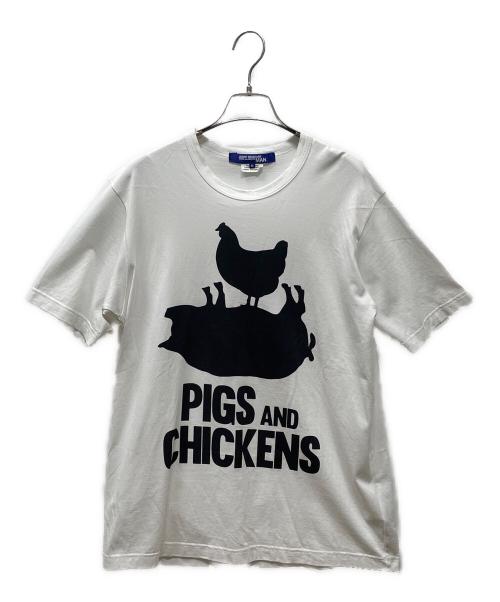 JUNYA WATANABE MAN（ジュンヤワタナベマン）JUNYA WATANABE MAN (ジュンヤワタナベマン) PIGS AND CHICKENS TEE ホワイト×ブラック サイズ:Mの古着・服飾アイテム