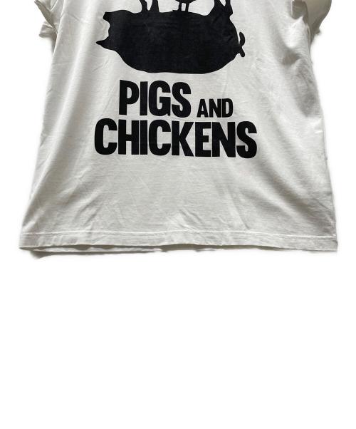 JUNYA WATANABE MAN（ジュンヤワタナベマン）JUNYA WATANABE MAN (ジュンヤワタナベマン) PIGS AND CHICKENS TEE ホワイト×ブラック サイズ:Mの古着・服飾アイテム