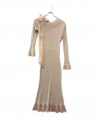 Snidelスナイデル）の古着「ショルダーリボンアシンメニットワンピース」｜ベージュ