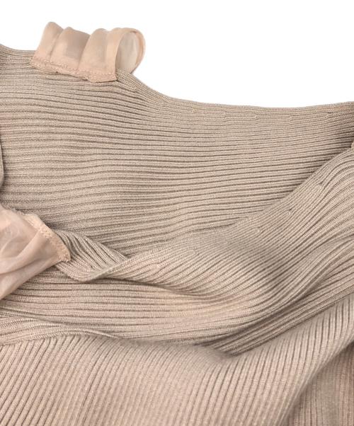 Snidel（スナイデル）Snidel (スナイデル) ショルダーリボンアシンメニットワンピース ベージュ サイズ:Fの古着・服飾アイテム