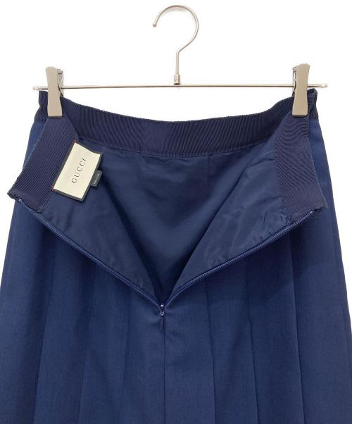 GUCCI（グッチ）GUCCI (グッチ) プリーツスカート　419425 ネイビー サイズ:42 未使用品の古着・服飾アイテム