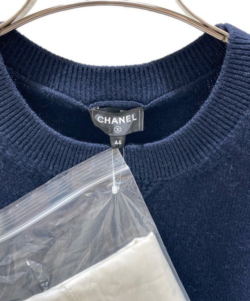 CHANEL（シャネル）CHANEL (シャネル) カシミヤクルーネックニット ネイビー サイズ:44の古着・服飾アイテム