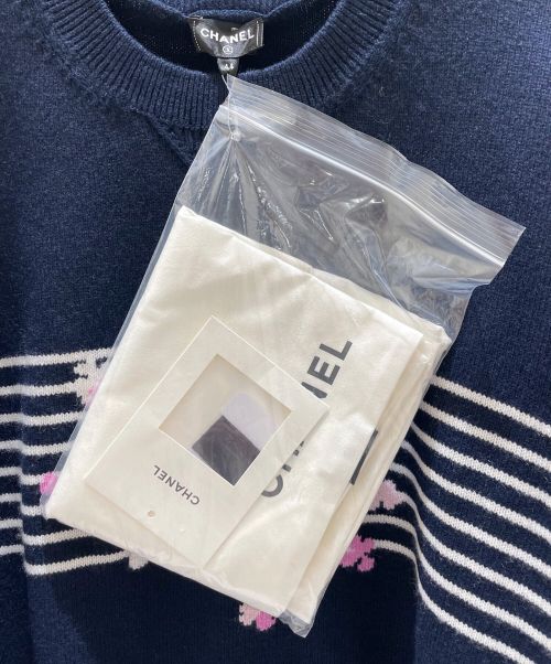 CHANEL（シャネル）CHANEL (シャネル) カシミヤクルーネックニット ネイビー サイズ:44の古着・服飾アイテム