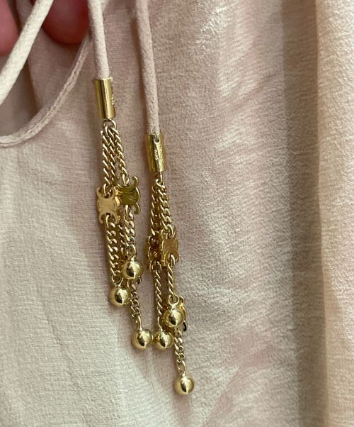 CELINE（セリーヌ）CELINE (セリーヌ) Silk GEORGETTE SMOCKED FOLK DRESS シルク スモッキングフォークドレス ベージュ サイズ:38の古着・服飾アイテム