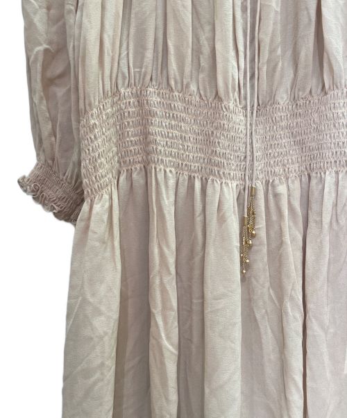 CELINE（セリーヌ）CELINE (セリーヌ) Silk GEORGETTE SMOCKED FOLK DRESS ベージュ サイズ:38の古着・服飾アイテム