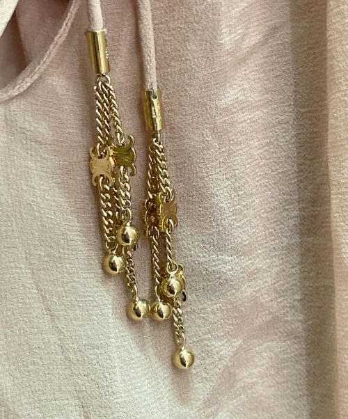 CELINE（セリーヌ）CELINE (セリーヌ) Silk GEORGETTE SMOCKED FOLK DRESS ベージュ サイズ:38の古着・服飾アイテム
