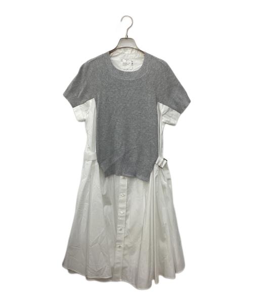 sacai（サカイ）sacai (サカイ) Pre Cooton Knit Dress ホワイト×グレー サイズ:２の古着・服飾アイテム