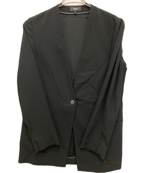 theory（セオリー）theory (セオリー) Powder Crepe CL Collarless JK ブラック サイズ:Mの古着・服飾アイテム