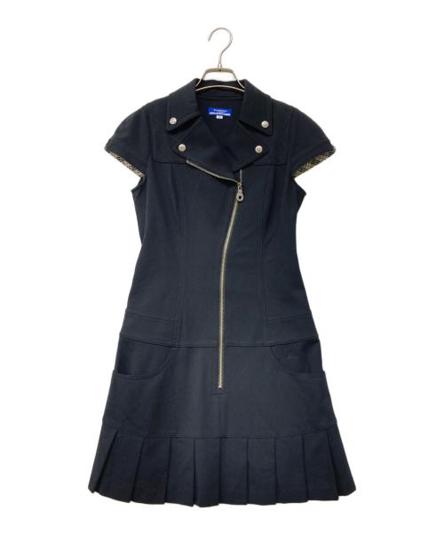 BURBERRY BLUE LABEL（バーバリーロンドンブルーレーベル）BURBERRY BLUE LABEL (バーバリーロンドンブルーレーベル) フレンチスリーブダブルワンピース ブラック サイズ:38の古着・服飾アイテム