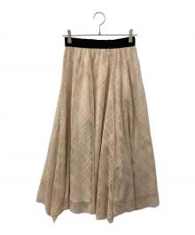 CELFORD（セルフォード）の古着「フロッキーチェックスカート」｜ベージュ