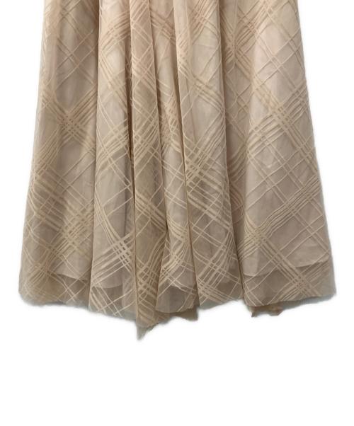 CELFORD（セルフォード）CELFORD (セルフォード) フロッキーチェックスカート ベージュ サイズ:38の古着・服飾アイテム