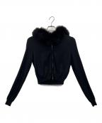 FOXEYフォクシー）の古着「FOXファー付ニットパーカー」｜ブラック