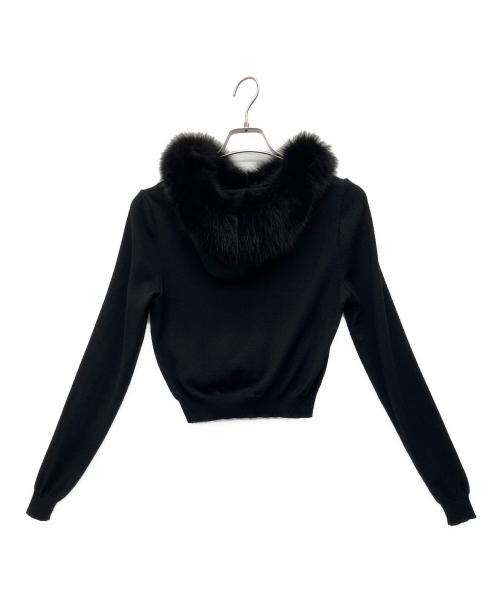 FOXEY（フォクシー）FOXEY (フォクシー) FOXファー付ニットパーカー ブラック サイズ:38の古着・服飾アイテム